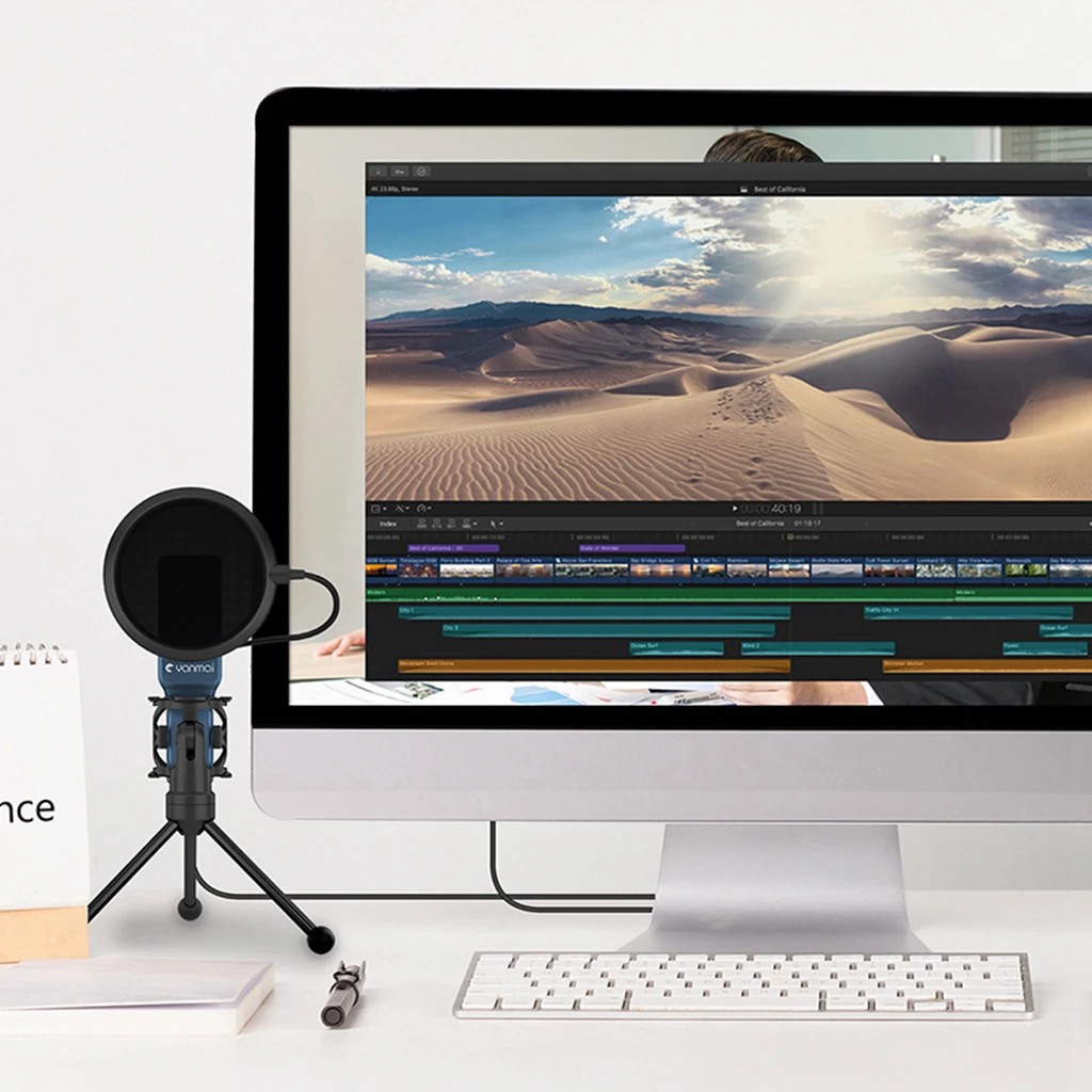 USB Microphone Mic With Stand Tripod Audio Recording For Computer PC Phone Desktop Computer Game Recording Condenser Microphone