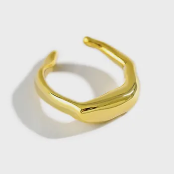 

925 Sterling Silver Irregular Open Rings For Women 18k gold INS Popular Lady Student Handmade Fine Jewelry Flyleaf