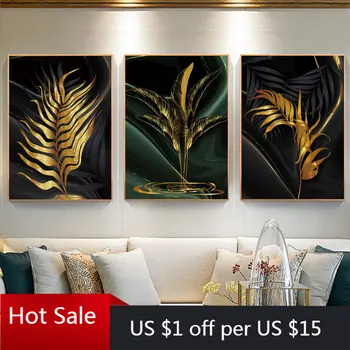 

Plant Leaves Prints Black Abstract Canvas Painting Modern Wall Art Print Nordic Wall Picture Posters Aesthetic Room Decorative