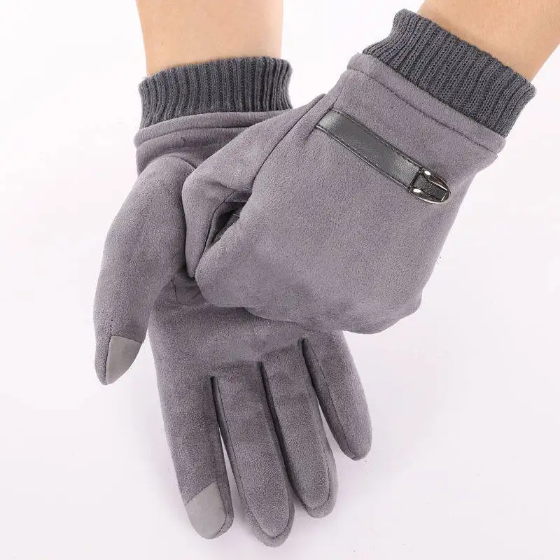 

New Winter Men Sports Plus Thick Warm Cashmere Cycling Riding Mittens Elastic CottonTouch Screen Driving Gloves