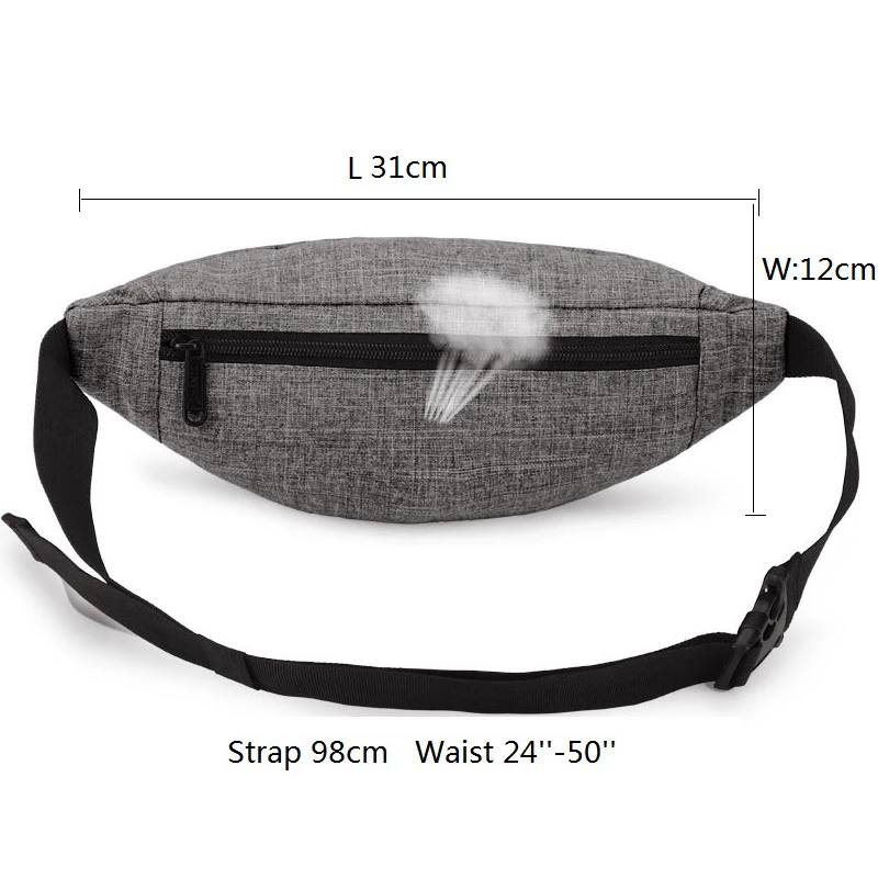 QIUYIN New Men Casual Waist Pack Bag Brand Canvas Fanny Pack Men's Women Belt Bag Pouch For Money Phone Men's Belt Bag