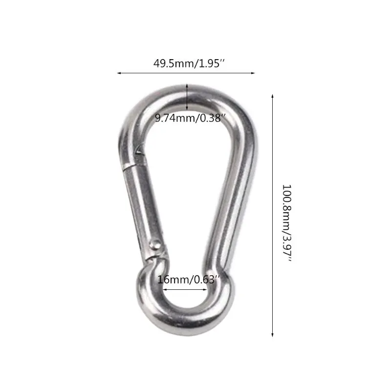

2pcs Stainless Steel Spring Snap Hook Carabiner Clips for Hammock Hiking Camping W91B