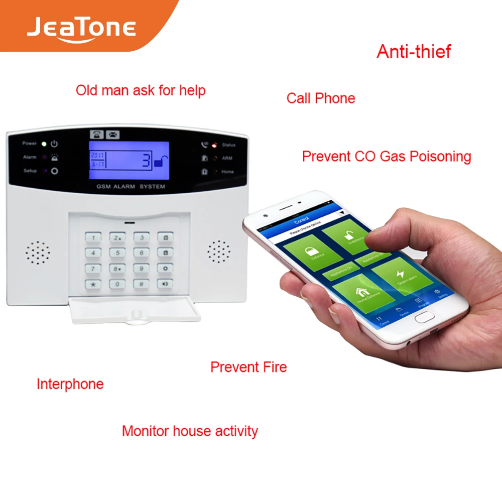 Wireless GSM Home Security Burglar Alarm DIY Kit LCD Display SIM SMS Alarm System APP Control Android IOS Pet Immune key control