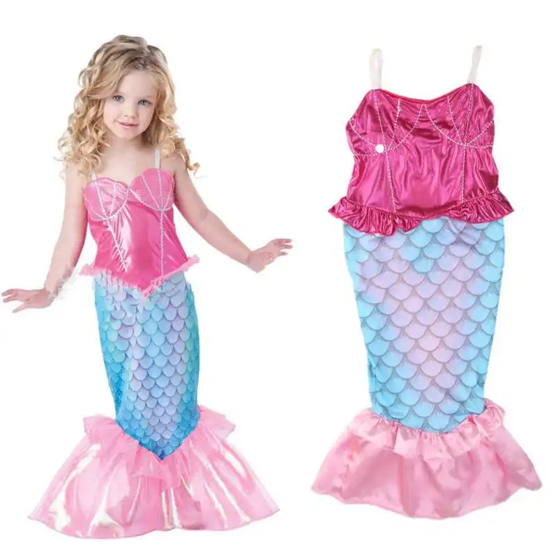 

Girl Mermaid Tail Costume Princess Ariel Cute Mermaid Costume Kids Dress Swimming Suit Cosplay The Little Princess Ariel Dress