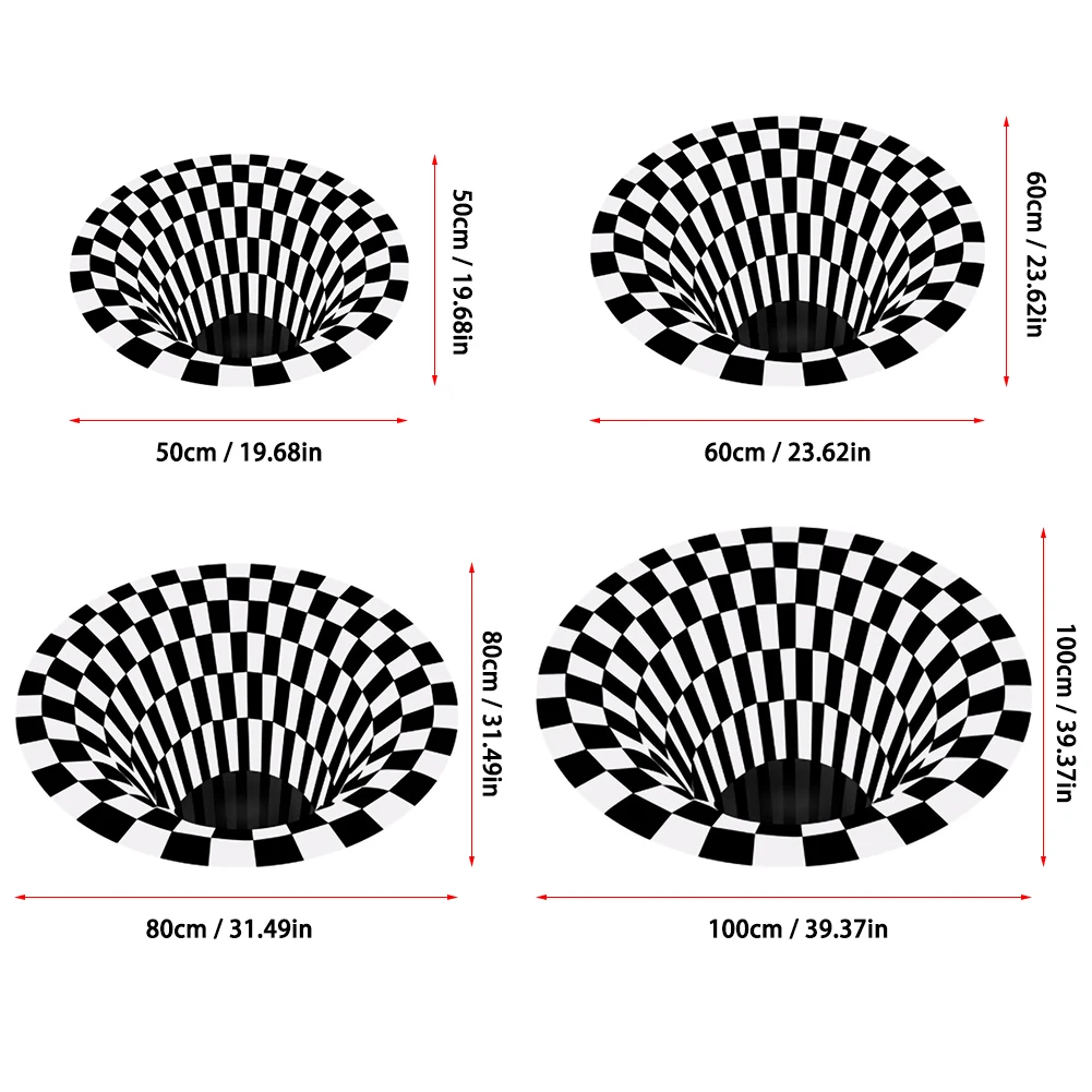 3D трехмерный черный и белый стерео зрительный коврик для гостиной чайного стола