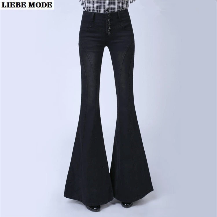 Jean noir evasé femme Clearance