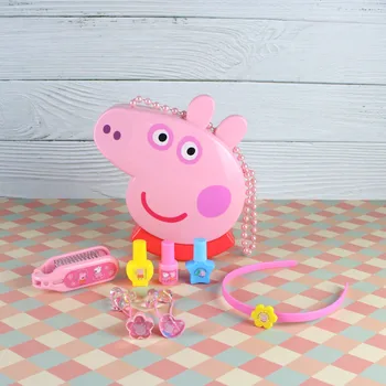 

Peppa Pig creative Head-shaped handbag makeup toys storage box birthday gift for children kids