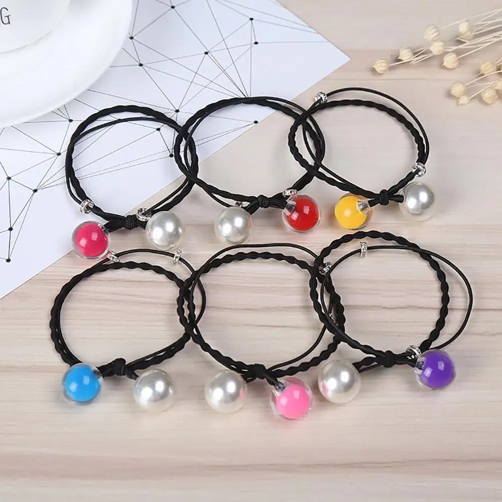 

2020 Fashion Girls Faux Pearl Beads Hair Bobbles Ties Band Elastic Ponytail Holder