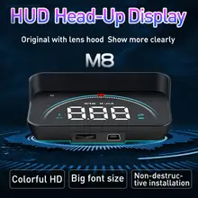 Truejo m8 carro hud cabeça up display obd2 ii euobd sistema de aviso excesso de velocidade projetor brisa alarme tensão automática eletrônico