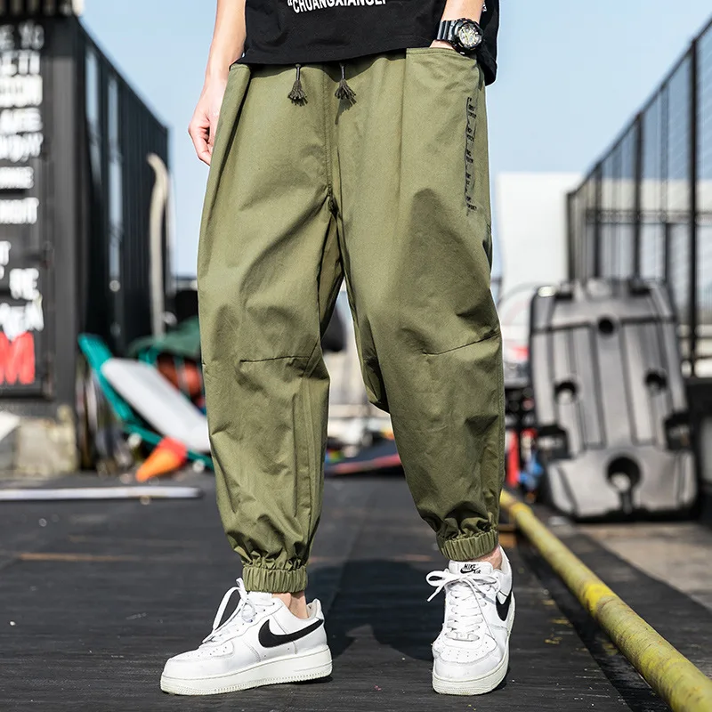 

Autumn Men's Loose Cargo Pants Mens Casual Jogger Trousers Plus Size Solid Color Harem Sweatpants Hip Hop Streetwear