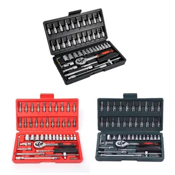 

Auto Repair Tool 46 Pcs 1/4-Inch Socket Set Auto Repair Tool Ratchet Torque Wrench Combo Tools Kit Auto Repairing Tool Set