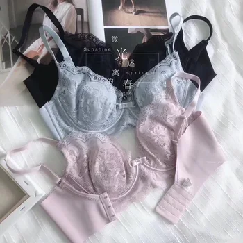 

High-End Crystal Cup Lace Rabbit Ear Bra Breathable Comfortable Soft tai quan Push-up Ultra-Thin Non-Sponge Underwear
