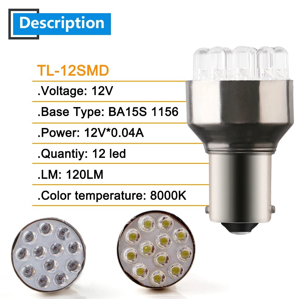 10 шт. 12 в белый P21W 1156 BA15S 12 SMD 1157 BA15D 12 светодиодных ламп 120LM резервный задний фонарь указатель поворота парковочные огни Индикатор автомобиля