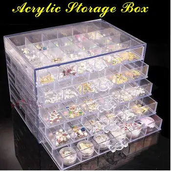 

120 Grids Desktop Nail Tips Storage Box Rhinestones Bead Container Holder Applicable to Nail Jewelry Display