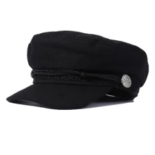 Women Men Military Hat Spring Autumn Sailor Hats Black Ladies Beret Caps Flat Top Captain Cap Travel Cadet Fashion Octagonal Hat