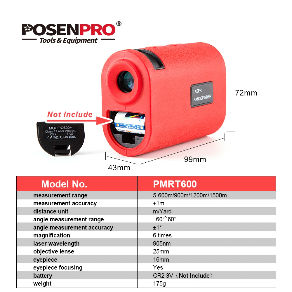 Лазерный дальномер POSENPRO охотничий измеритель расстояния 600 м цифровой Монокуляр