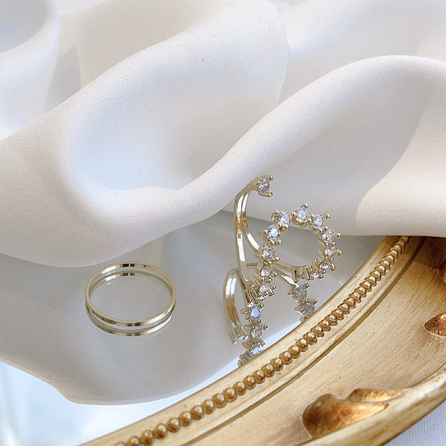 Big Geometric Pearl Paved Rings For Women 2021 New Jewelry Personality Statement Open Ring Adjustable Bijoux