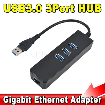 

KEBIDU 3Ports USB 3.0 HUB USB to RJ45 Lan Network Card Gigabit 10/100/1000 Mbps Ethernet Network Adapter For Windows Mac