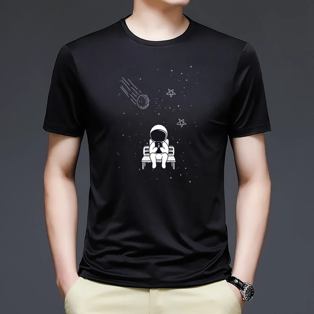 Men T Shirt Harajuku Summer Short Sleeve Astronaut Printed Tshirts Loose Fashion Tops Tees Trend Clothing Streetwear Pullover