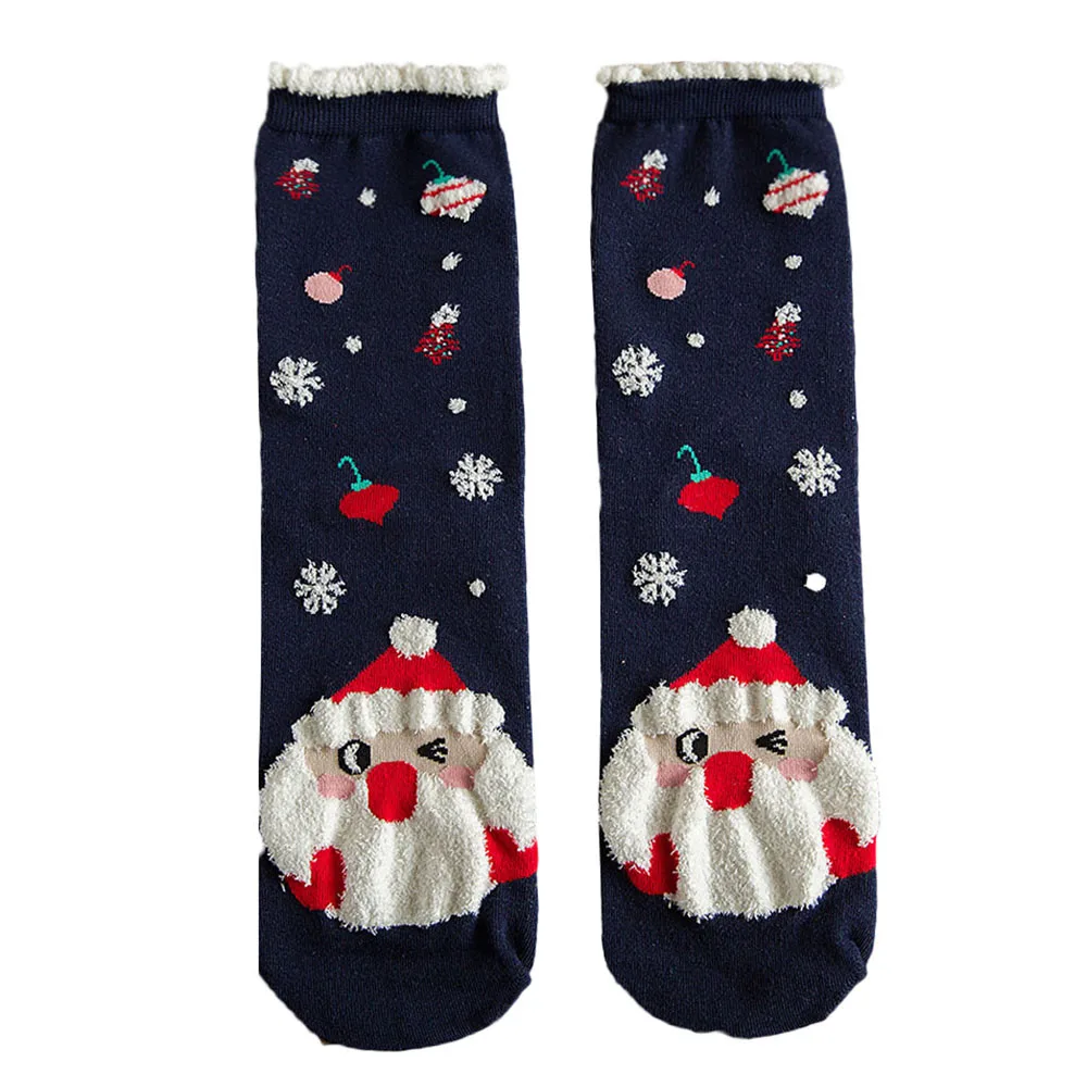 Носки с рождественским Санта Клаусом женские хлопковые короткие зимние носки с лосем Милые носки с рисунком оленя, снеговика подарок на год носы#50 - Цвет: B