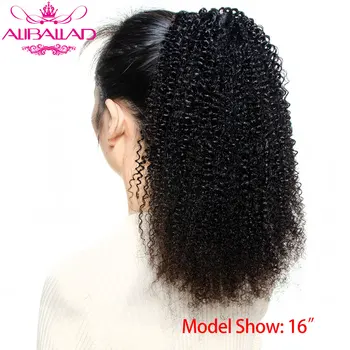 

Aliballad Afro Kinky Curly Ponytail 12 14 16 Inches Human Hair Remy Mongolian Hair Drawstring Ponytail Clip In Hair Extensions