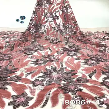 

African French Sequins Lace Fabric Orange African Tulle Lace Fabric High Quality Nigerian Sequins Lace Embroidered Wedding