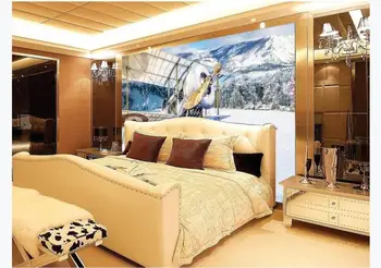

Custom European Style retro airplane snow mountain landscape mural Living room Bedroom Background Mural Wallpaper For Walls 3D