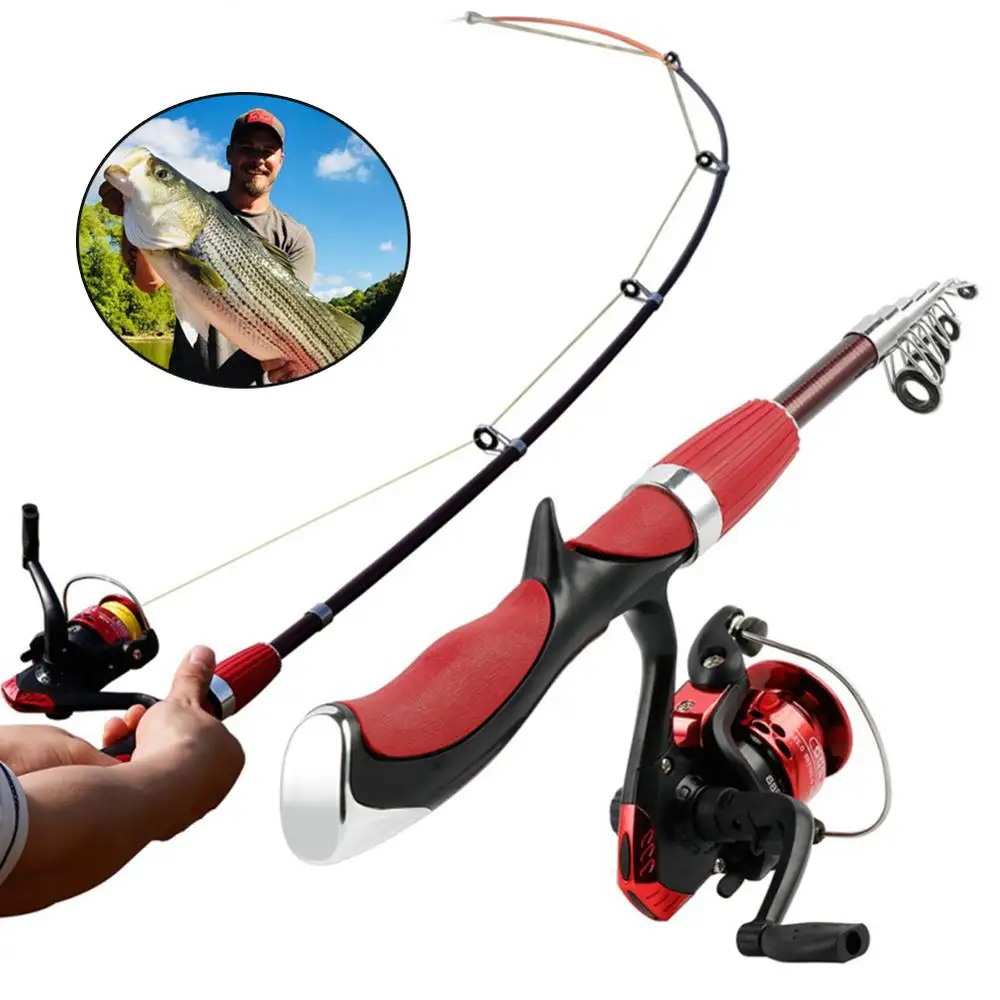 

1Pcs Retractable Fishing Rod Bass Hard Bait Casting Mini Portable Spinning Rod with Reel Fishing Tackle Tools 1.0m~2.1m