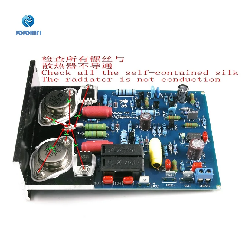 Dupla do Amplificador do Canal do Clone Detalhados de Alumínio do Teste do ap do Ângulo com Folha da Isolação 8r do Par Quad405 com Dados Placa Isolação Uma Mj1524 100w da - Image 3