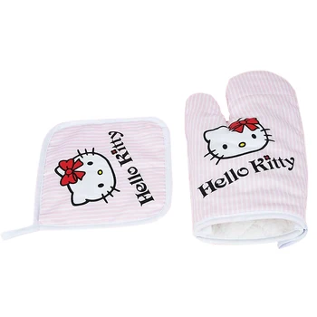 

Hello Kitty Kitchen Gloves &Insulation Pads Anti-scald Kitchen Baking Microwave Oven Gloves Mitts Cute Hello Kitty Kitchenware