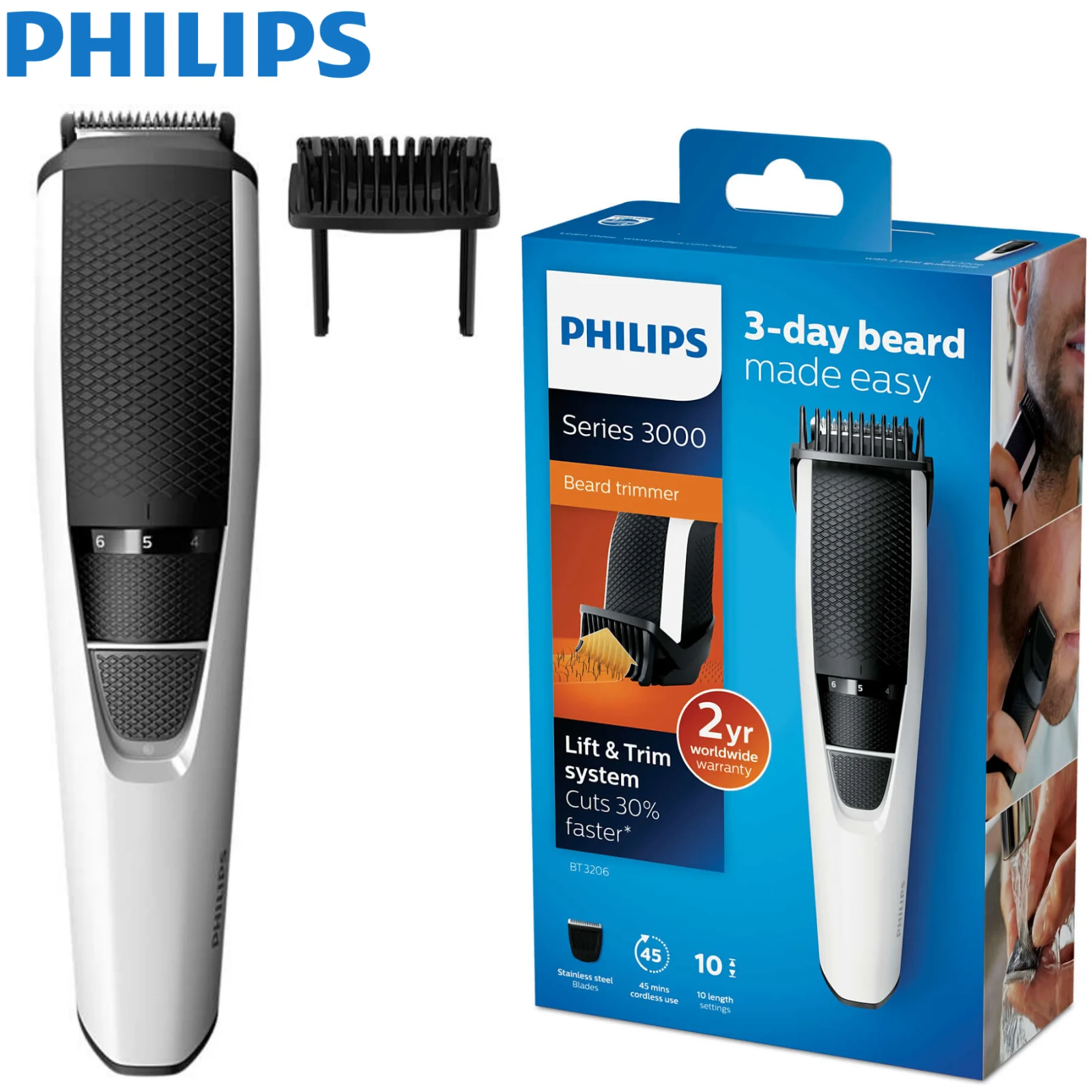 PHILIPS BT3206 серия 3000 TAGLIACAPELLI REGOLABARBA RASOIO ELETTRICO UOMO BARBA|Мужские бейсболки| |