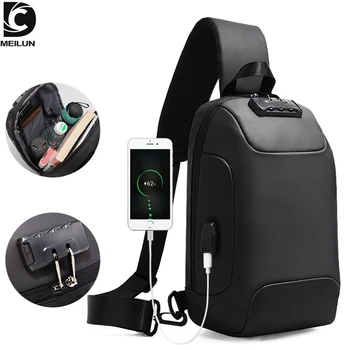 

DC.meilun Multifunction Shoulder Bag Men with USB Charging port Crossbody Bags Male Short Trip Chest Pack Bag a2748