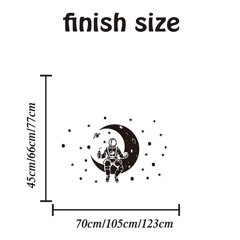 Large Moon Planet Space Astronaut Wall Sticker Baby Nursery Kids Room Rocket Ship Star Outer Space Wall Decal Bedroom Vinyl Deco (1)