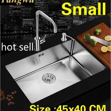 Квартиры мини кухня ручная раковина одинарная мойка прочный 304 Нержавеющая сталь Стандарт Горячая 45x40 см