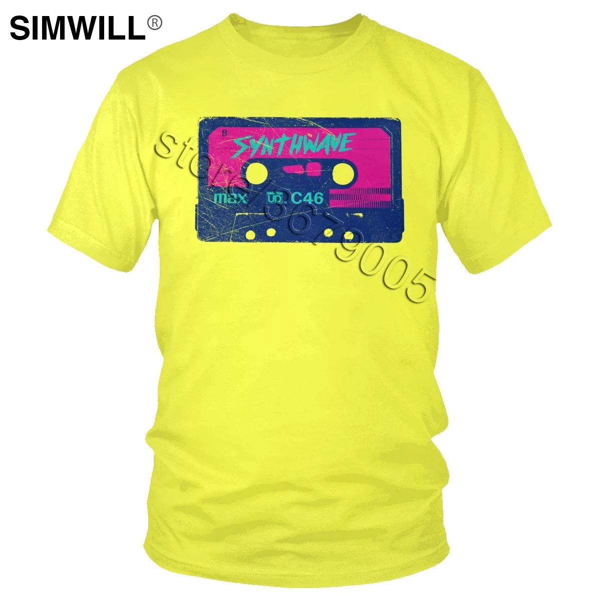 Мужская футболка с синthwave Retrowave, Винтажная футболка с лазерным приводом, футболка с коротким рукавом, хлопковая Футболка с графическим принтом, модная одежда - Цвет: Цвет: желтый