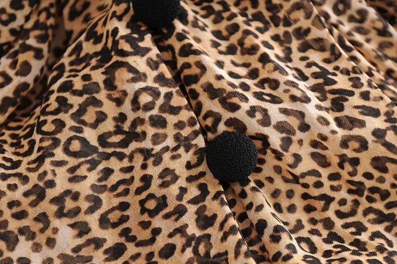 Винтажная стильная блузка с воротником-бабочкой и леопардовым принтом, женская модная плиссированная рубашка с пышными рукавами, Свободный Повседневный Топ, блузки