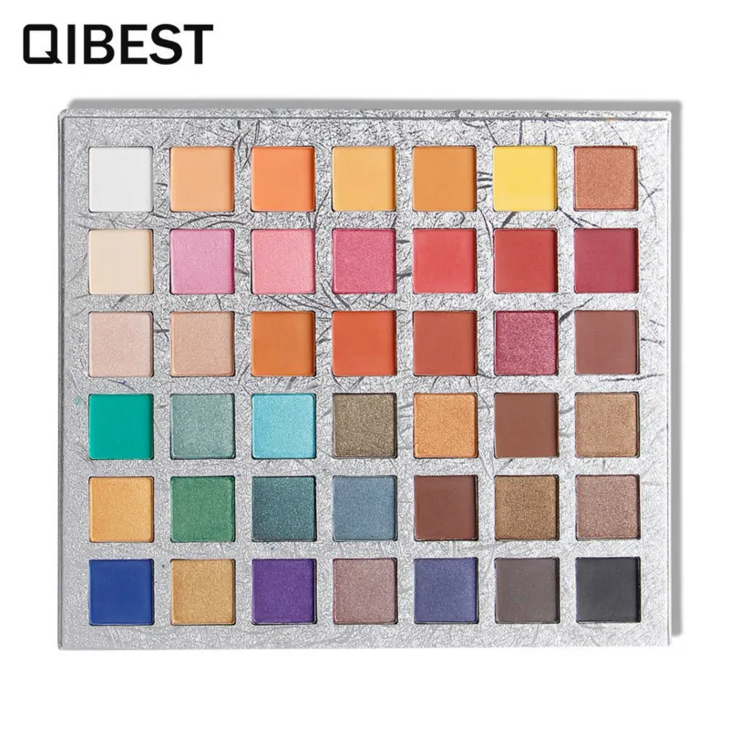 Qibest Cosmetics 42 Цвета Палитра для теней для век мерцающий матовый водонепроницаемый Paleta De Sombra блеск макияж Палетка теней