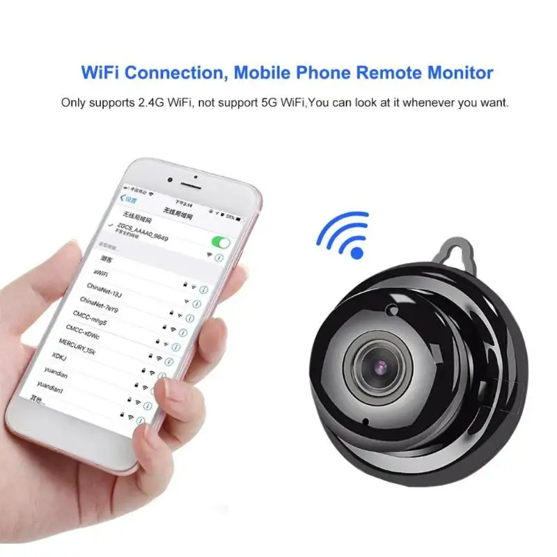 Camera WiFi Wireless Remote HD Network Night Vision Motion Camera 100W Pixels Mobile Detection and Video Control Support