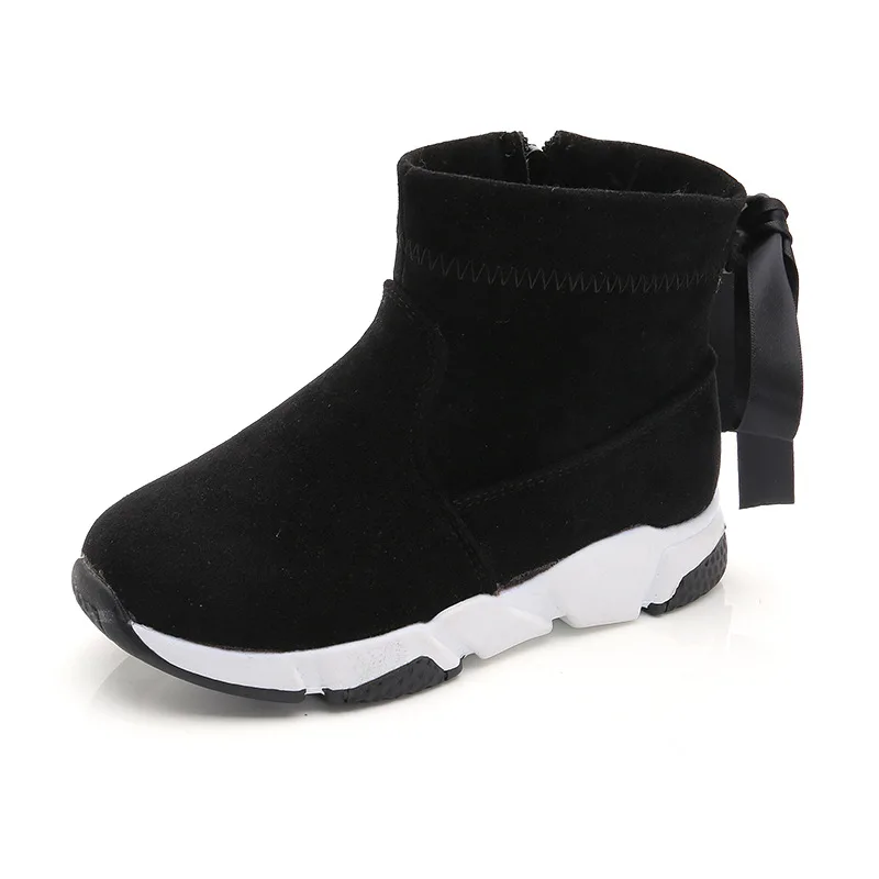 Обувь для девочек; ботинки для детей; Новинка года; Стильные Детские теплые ботинки; зимние теплые противоскользящие ботинки; размеры 27-37 - Цвет: Black