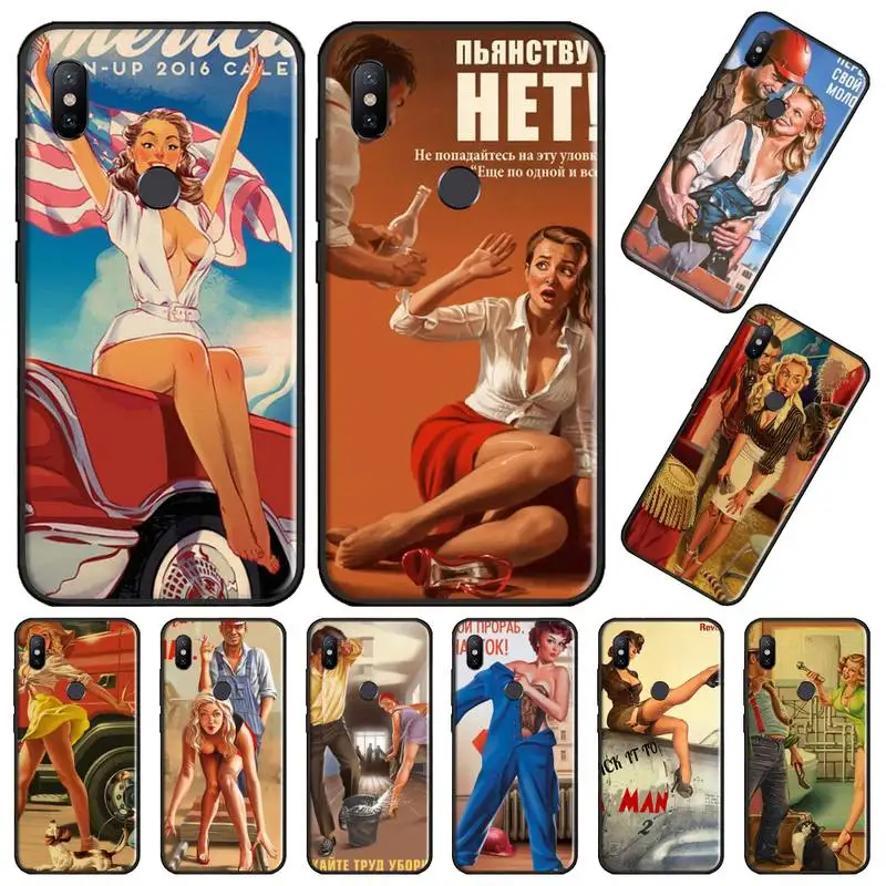 

WW2 Sexy Pin up Girl Vintege Phone Case For Xiaomi Redmi 4x 5 plus 6A 7 7A 8 10 mi8 8lite 9 note 4 5 6 7 8 pro