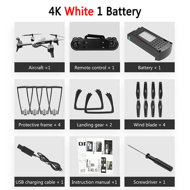 VODOOL SG106 Радиоуправляемый Дрон WiFi FPV оптический поток 4K 1080P 720P HD Двойная камера Радиоуправляемый квадрокоптер в реальном времени воздушный видео самолет игрушки для детей - Цвет: 4K White 1 Battery
