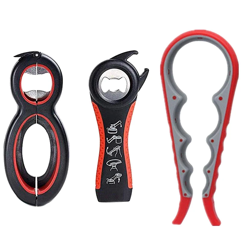 Bottle Can And Jar Grip Opener, Multi Kitchen Tools Set And 4-In-1Jar Grip Opener, Lid Seal Remover Lid Twist Off For Children