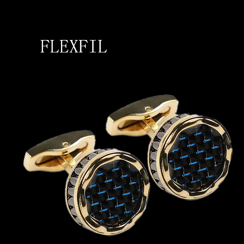 

FLEXFIL Luxury shirt cufflinks for men's Brand cuff buttons cuff links gemelos High Quality round wedding abotoaduras Jewelry