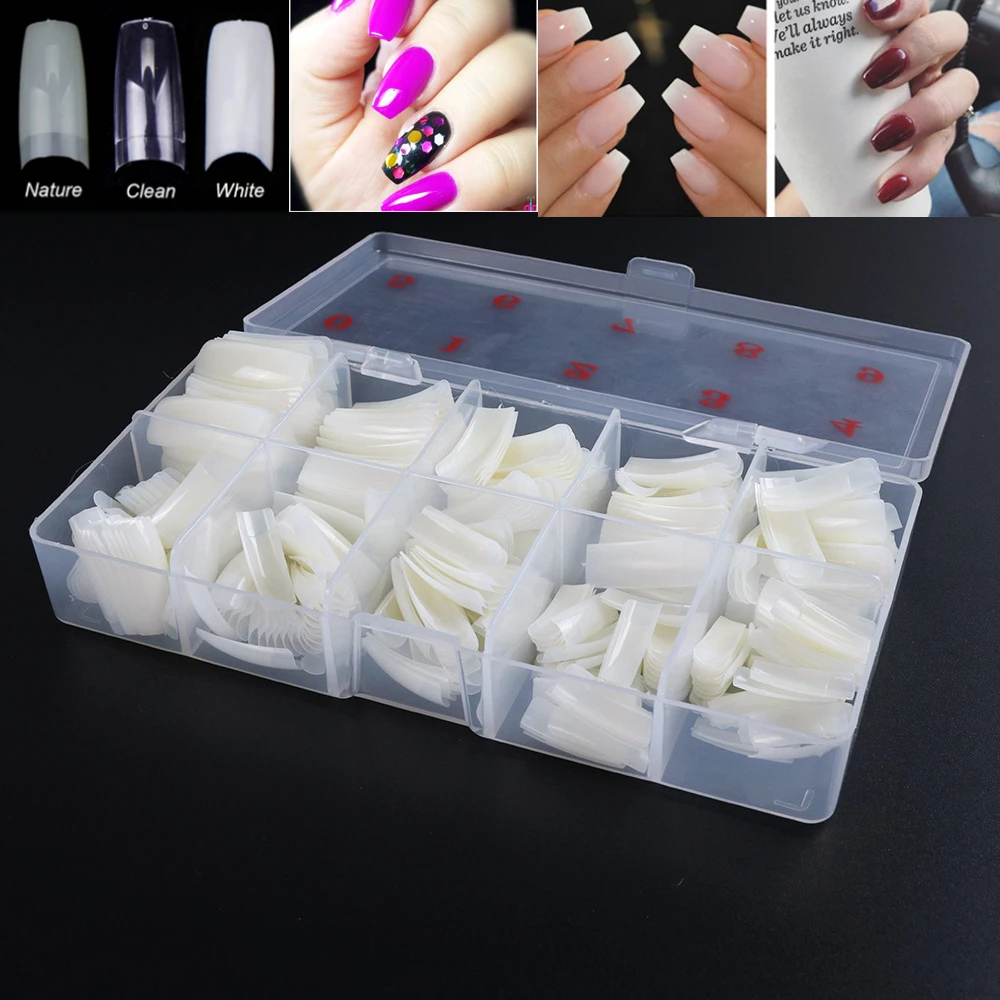 Caja de 500 unids/caja de uñas acrílicas transparentes, cápsula de uñas  artificiales falsas, Gel suave de cobertura completa, herramientas de  manicura|Uñas postizas| - AliExpress