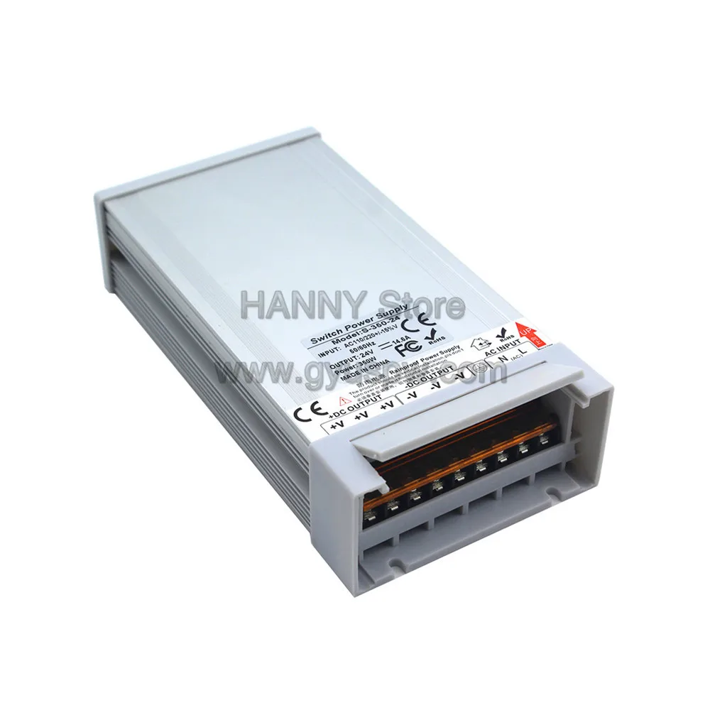 Переменная 350W 24V DC Питание дождестойкий трансформатор 220v 110v AC DC24V открытый импульсивный источник питания для Светодиодные ленты модули освещения