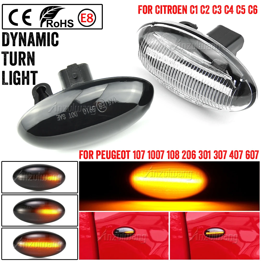 Dynamic Flashing LED Side Marker Sequential Blinker Turn Signal Light For Citroen Berlingo Jumpy