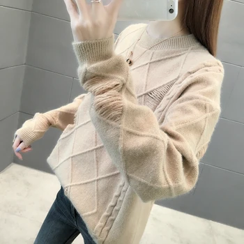 

2020 OHCLOTHING 9497 make pure color round collar diamond hole knitted turtleneck 54