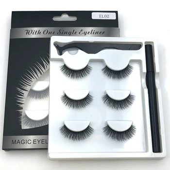 

Rainsin Magnetic False Eyelashes Eyeliner Magnet Eyelash Set 3 Pairs Of Magnetic Eyelashes + Eyeliner + Tweezers