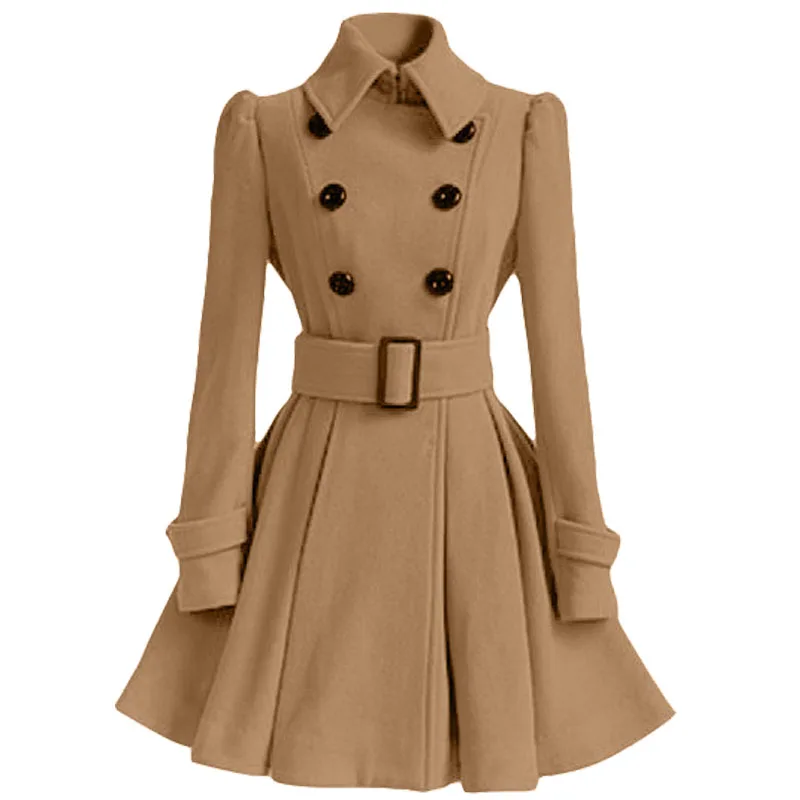 Осенне-зимнее пальто женское модное винтажное тонкое двубортное пальто женское элегантное длинное теплое белое пальто Casaco Feminino