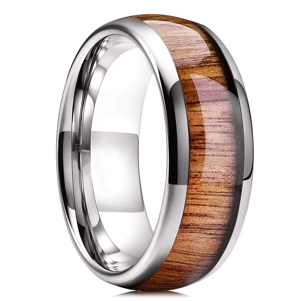 Bague de mariage en titane avec incrustation de flèche en bois de Koa pour homme, bague de fiançailles en acier inoxydable, bague de chasse viking, cadeau de bande de mariage, luxe, 8mm